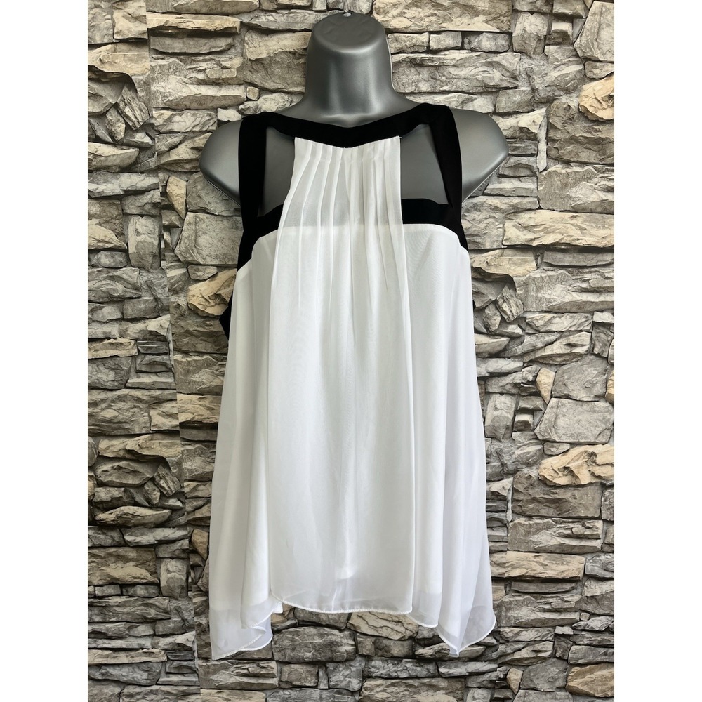 Bisou Bisou y2K White & Black Racerback Festival Blouse Sz XL